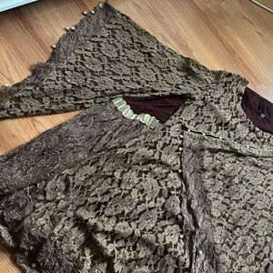3 pc beautiful brown Pakistani dress